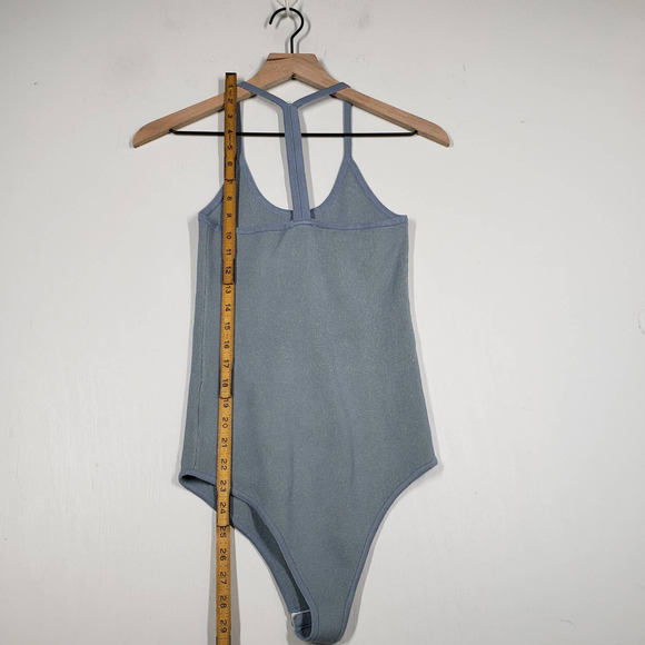 Wayf 98 Alicia T-Strap Sweater Knit Bodysuit M Blue - Picture 13 of 13